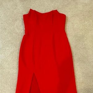 Lovers and Friends Red strapless dress with slit